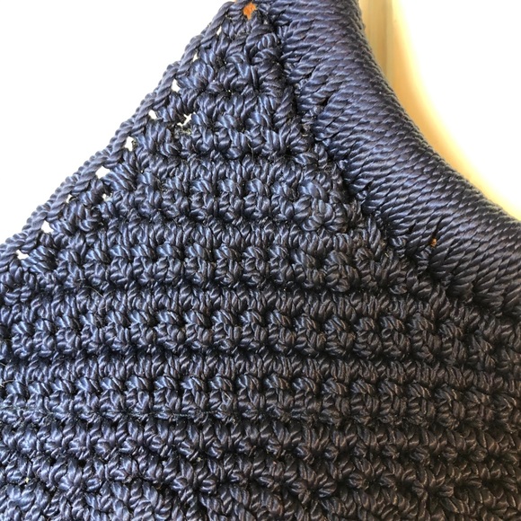 The Sak Navy Crochet Purse w Wrapped Round  Handle - Picture 4 of 7
